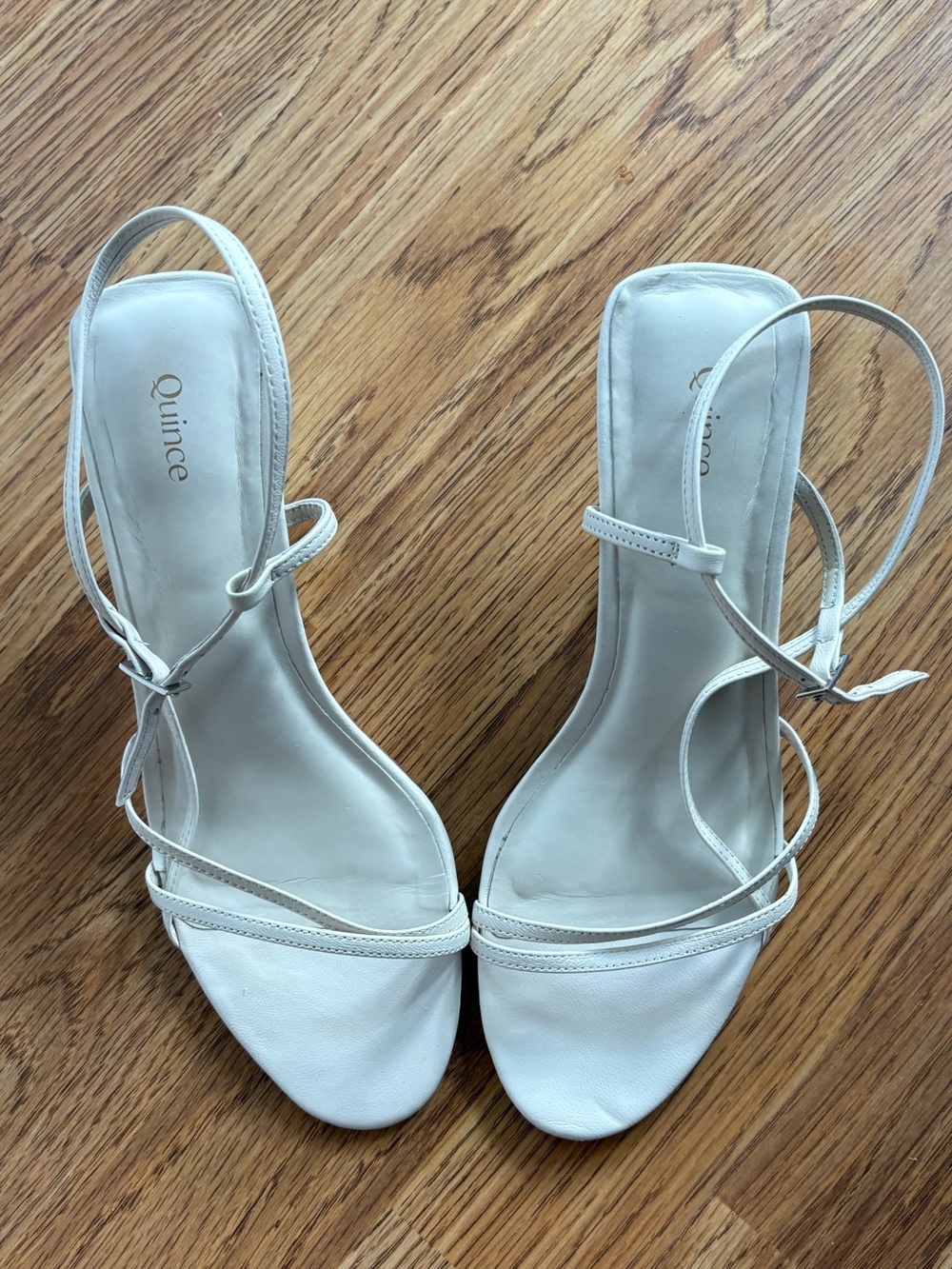 Quince Strappy Mid-Heel Sandals in Cream - Picture 2 of 3